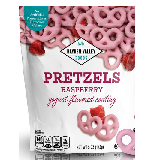 PRETZELS CUBIERTO DE YOGURT DE FRAMBUESA HAYDEN VALLEY FOODS