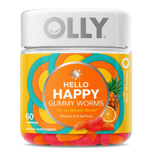 OLLY HELLO HAPPY GUMMY WORM SUPPLEMENTS WITH VITAMIN