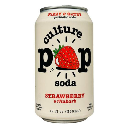 SODA PREBIÓTICA FRESA RUIBARBO CULTURE POP 12 OZ