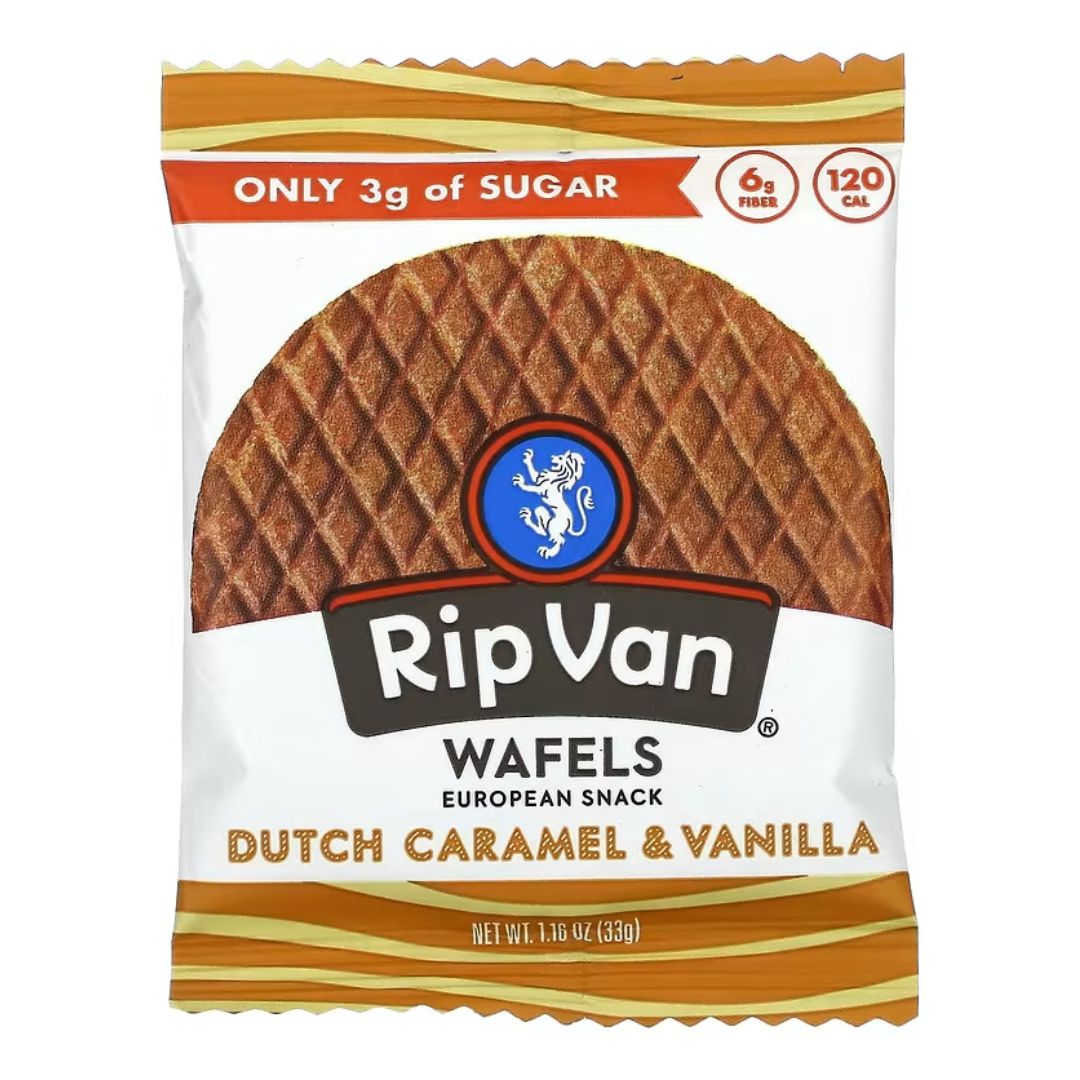 GALLETAS WAFFLE RELLENAS DE CARAMELO HOLANDÉS RIP VAN 33 G