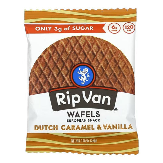 GALLETAS WAFFLE RELLENAS DE CARAMELO HOLANDÉS RIP VAN 33 G