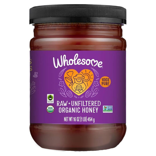 MIEL ORGÁNICA CRUDA SIN FILTRAR WHOLESOME 16 OZ