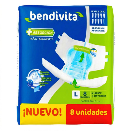 BENDIVITA (DIAPERS) PAÑAL ADULTO LARGE  8UNDS