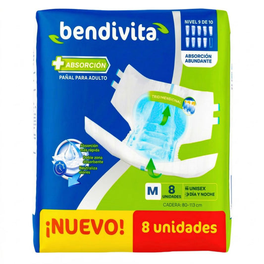 BENDIVITA (DIAPERS) PAÑAL ADULTO MEDIUM 8UNDS