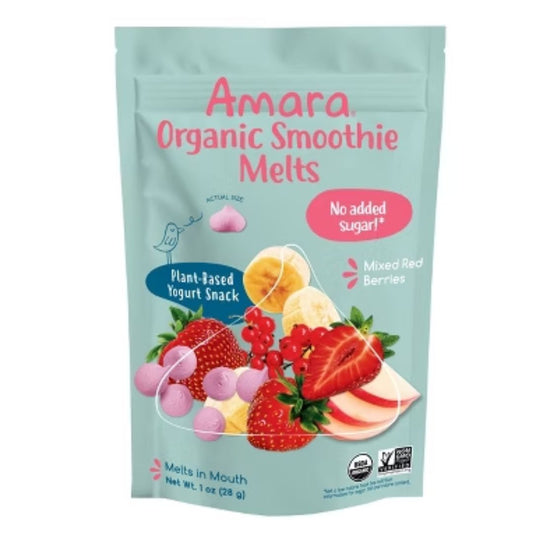 SNACK ORGÁNICO DE YOGURT VEGETAL DE FRUTOS ROJOS MIXTOS AMARA ORGANIC SMOOTHIE MELTS 1 OZ