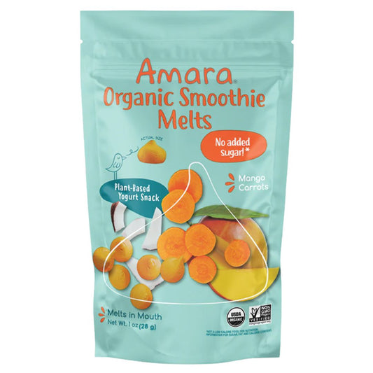 SNACK DE MANGO Y ZANAHORIA CON YOGURT  AMARA ORGANIC SMOOTHIE MELTS