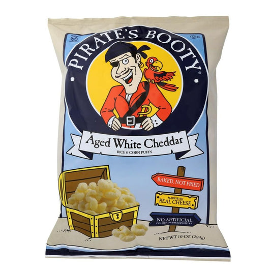 SNACK DE ARROZ Y MAIZ HORNEADOS CON QUESO CHEDDAR PIRATES BOOTY  (4 OZ)