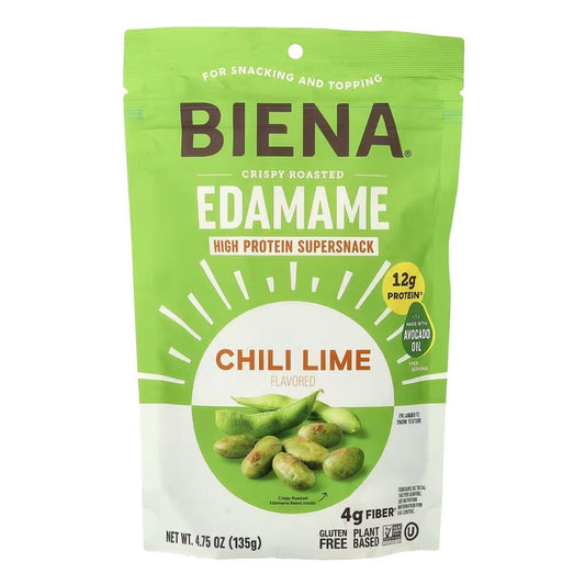 SNACK CRUJIENTE DE EDAMAME TOSTADO CON SABOR A CHILE BIENA FOODS 4.75 OZ