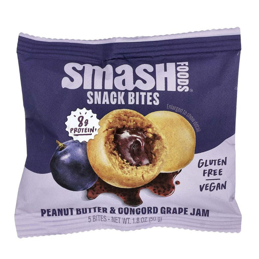 BOCADITOS MANTEQUILLA DE MANÍ Y MERMELADA DE UVA CONCORD SMASH FOODS 1.8 OZ