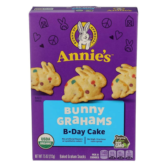 GALLETAS GRAHAM CONEJITOS PASTEL DE CUMPLEAÑOS ANNIE'S HOMEGROWN 7.5 OZ
