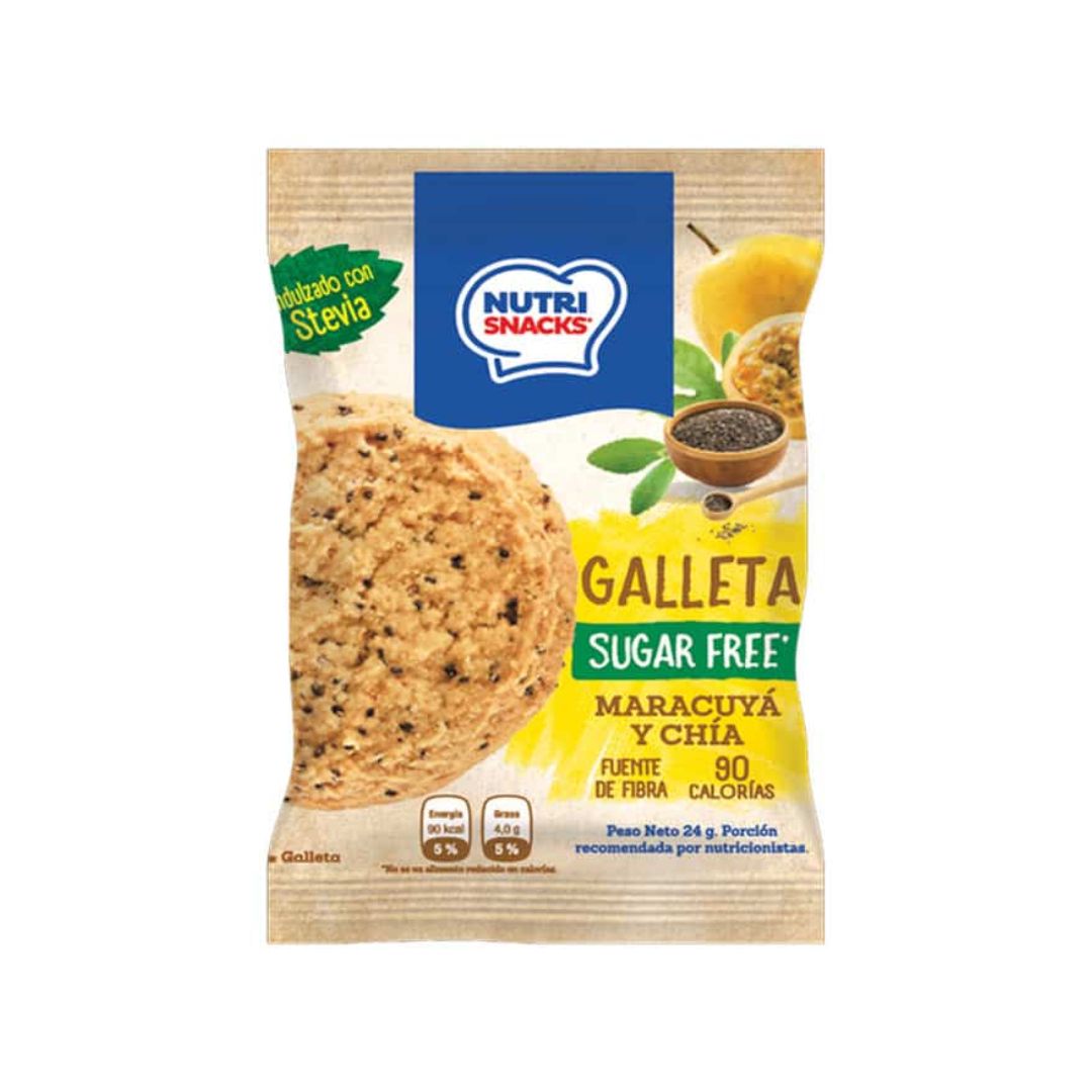 GALLETAS SIN AZUCAR SABOR MARACUYA Y CHIA NUTRI SNACKS 24 G