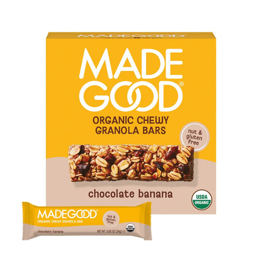 BARRA DE GRANOLA ORGÁNICA CHOCOLATE Y BANANO MADEGOOD 144G