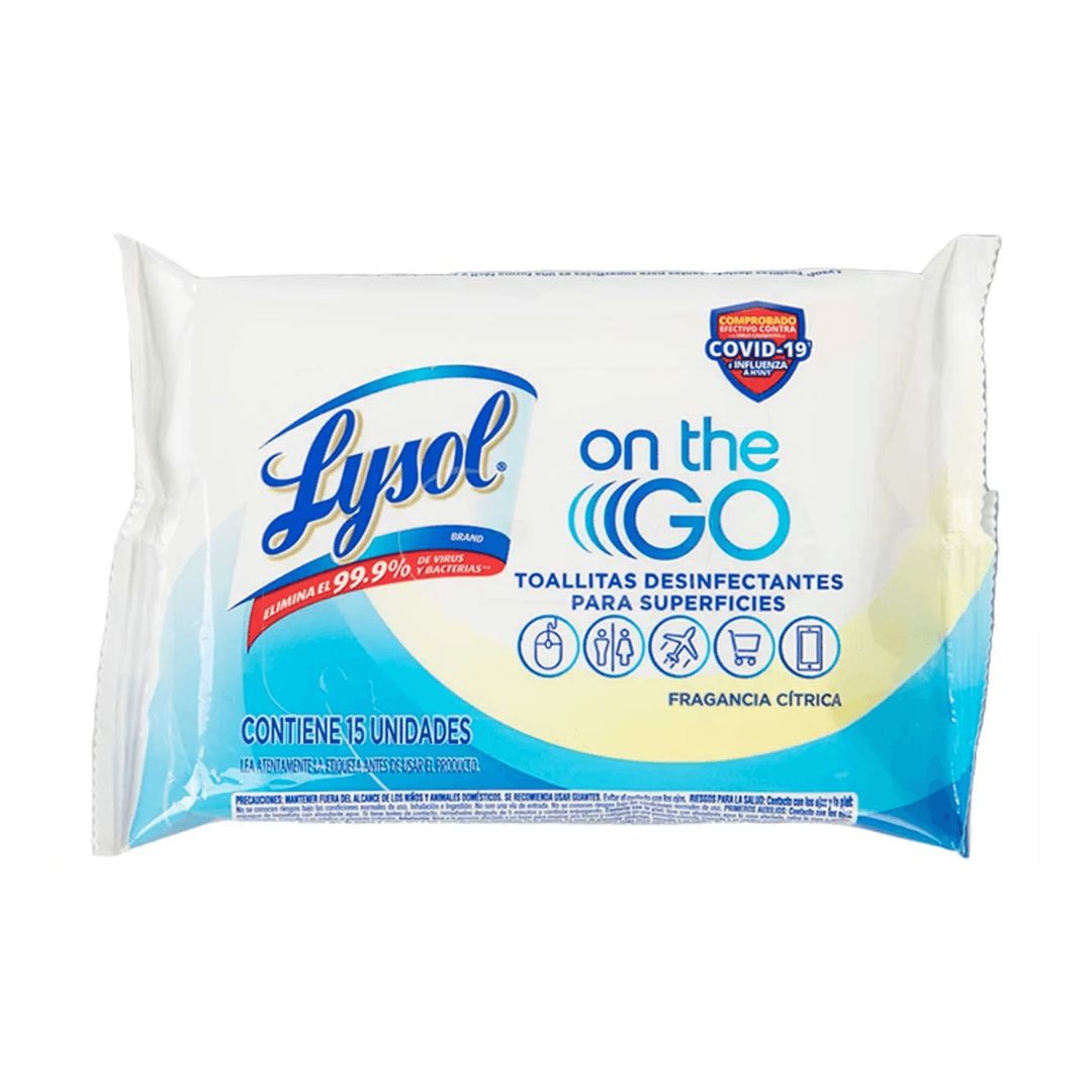 TOALLITAS DESINFECTANTES ON THE GO LYSOL 15 UND