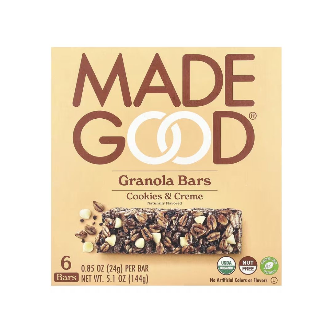MADE GOOD BARRAS DE GRANOLA ORGANICA GALLETAS Y CREMA