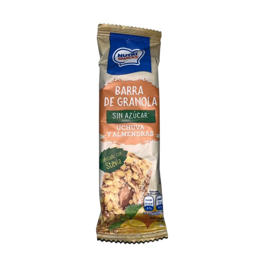 BARRA DE GRANOLA SIN AZUCAR SABOR UCHUVA Y ALMENDRAS 25 GRS NUTRI SNACKS