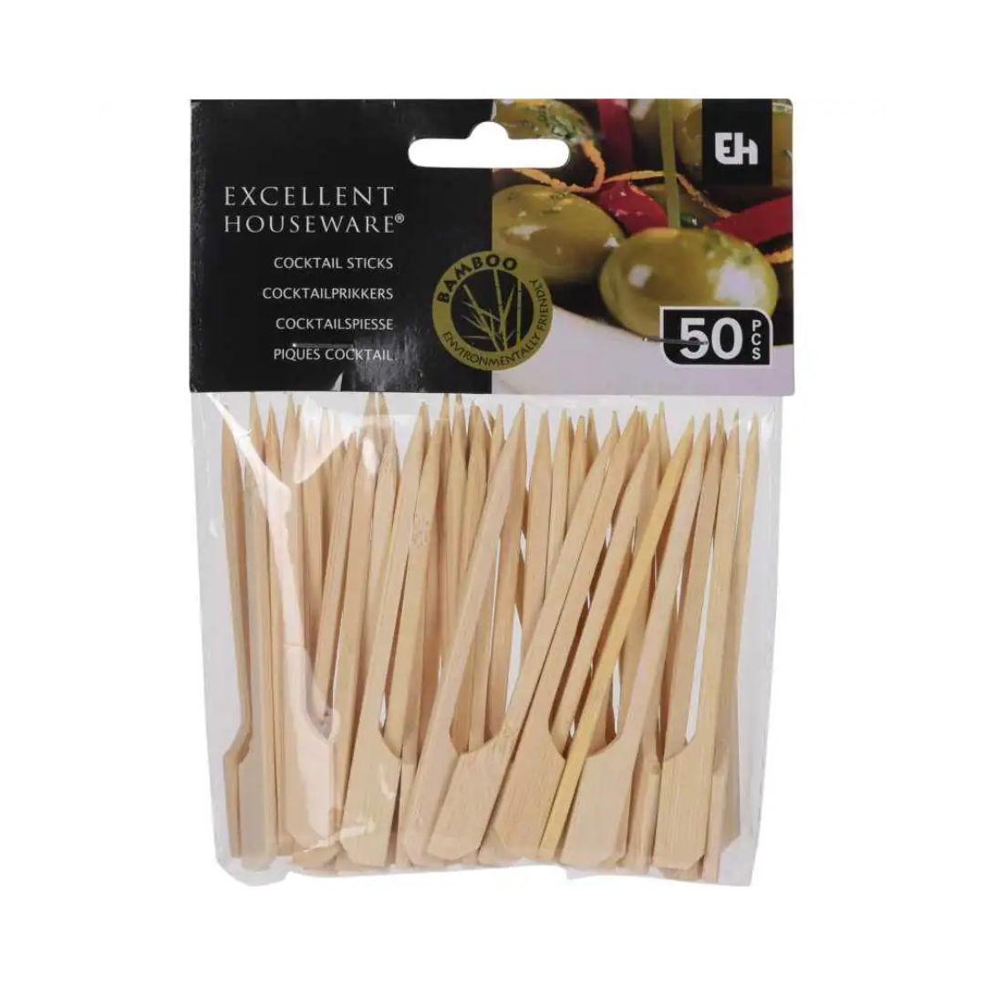 JUEGO DE PALILLOS DE MADERA PARA APERITIVOS Y SNACKS - 50 UNIDADES