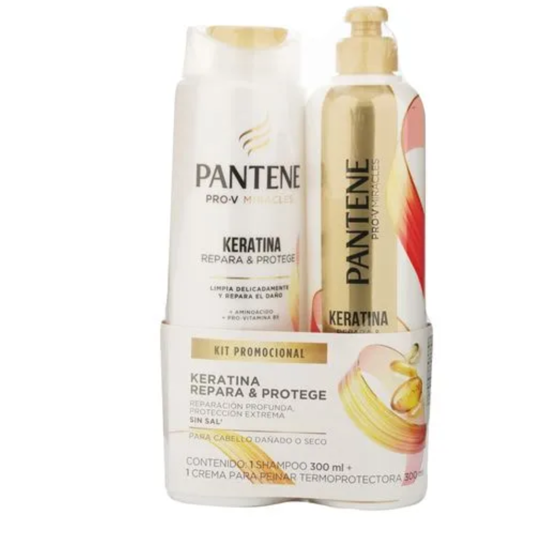 PACK SHAMPOO + CREMA PARA PEINAR PANTENE KERATINA 300ML