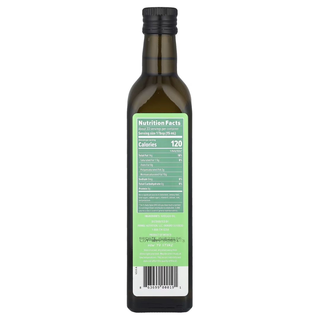 ACEITE DE AGUACATE GLUTEN FREE PRIMAL KITCHEN 500 ML