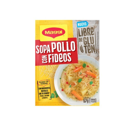 SOPA DE POLLO CON FIDEOS GLUTEN FREE MAGGI 57 GR