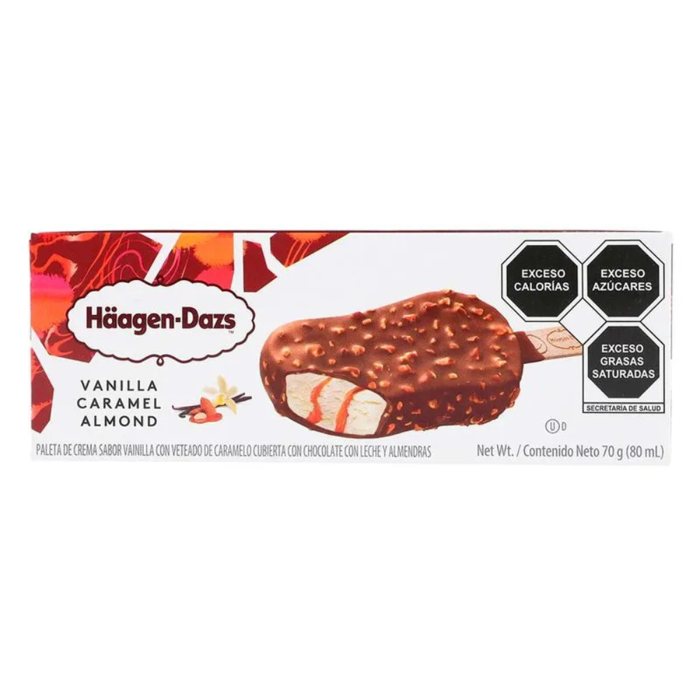 PALETA ICE CREAM VAINILLA CARAMEL ALMOND HAAGEN-DAZS 70 GR