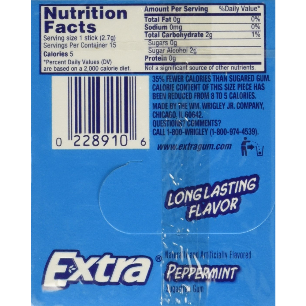 CHICLES WRIGLEYS EXTRA PEPPERMINT 15 UNIDADES