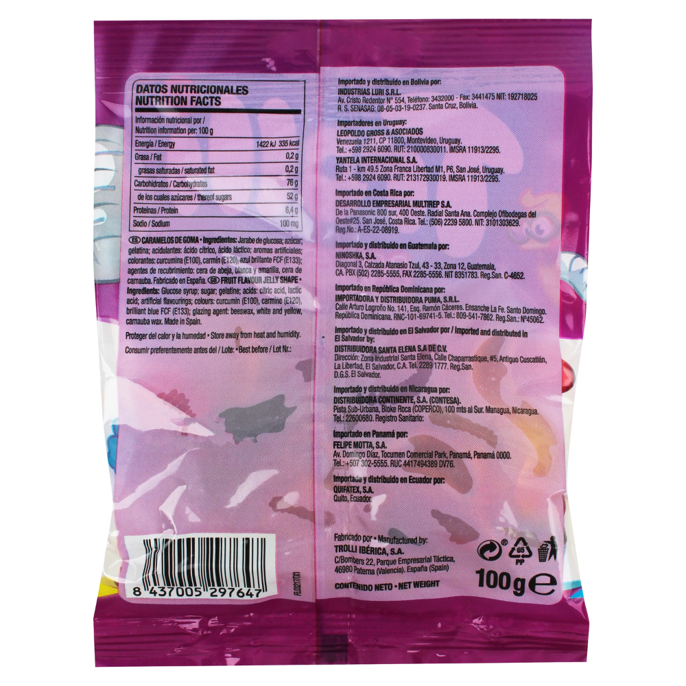 GOMITAS TROLLI NEON SQUIGGLES PEG 100 GR