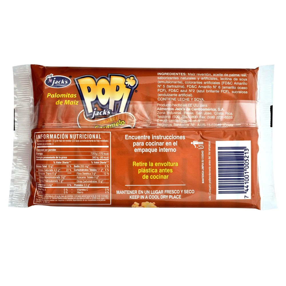 PALOMITAS POP DE MAIZ SABOR A CARAMELO PARA MICROONDAS 99 G