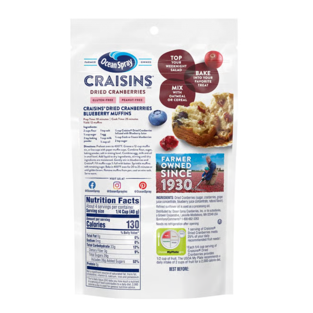 BLUEBERRY CRAISINS OCEAN SPRAY 6 OZ