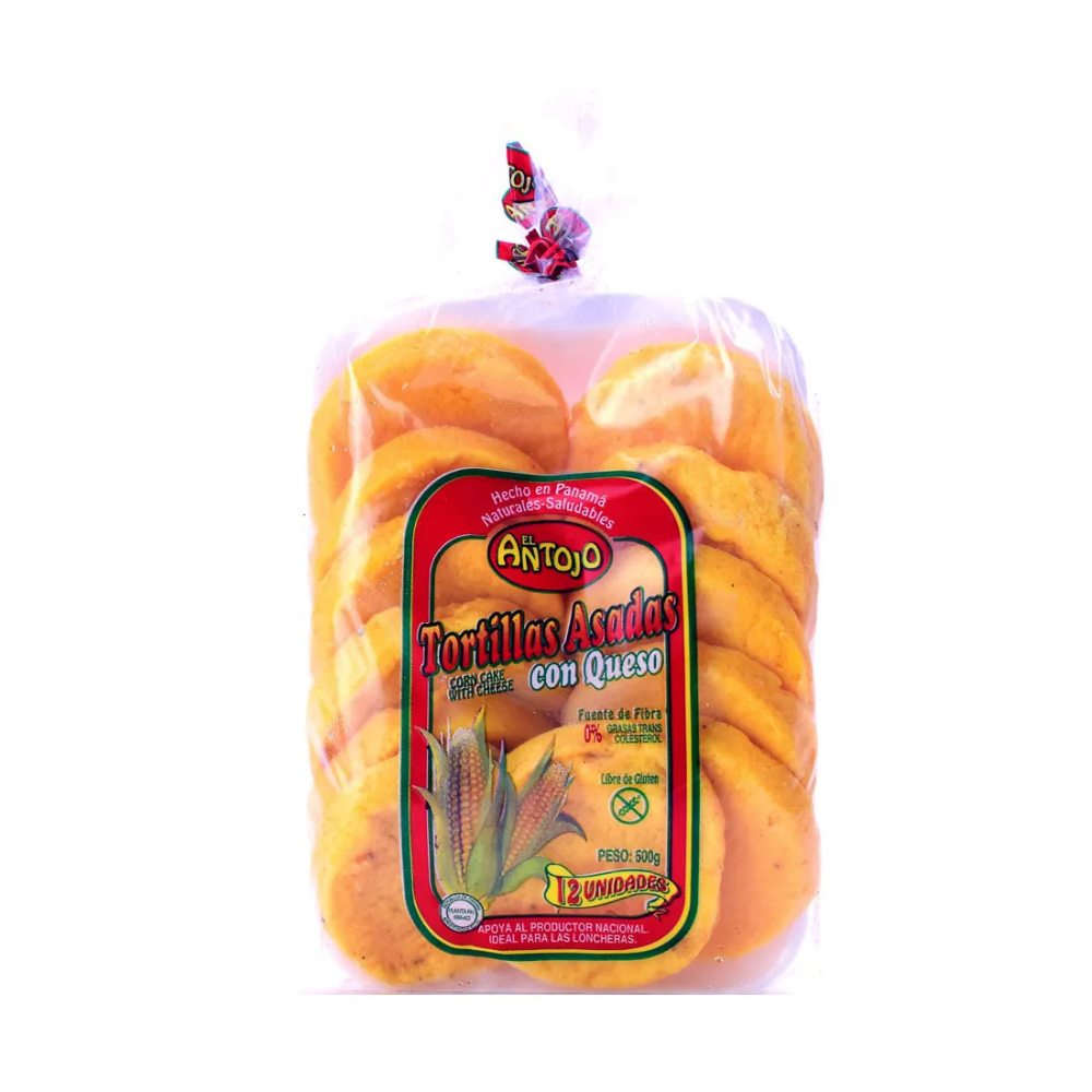 TORTILLAS ASADAS CON QUESO EL ANTOJO 12 UND 500 GR