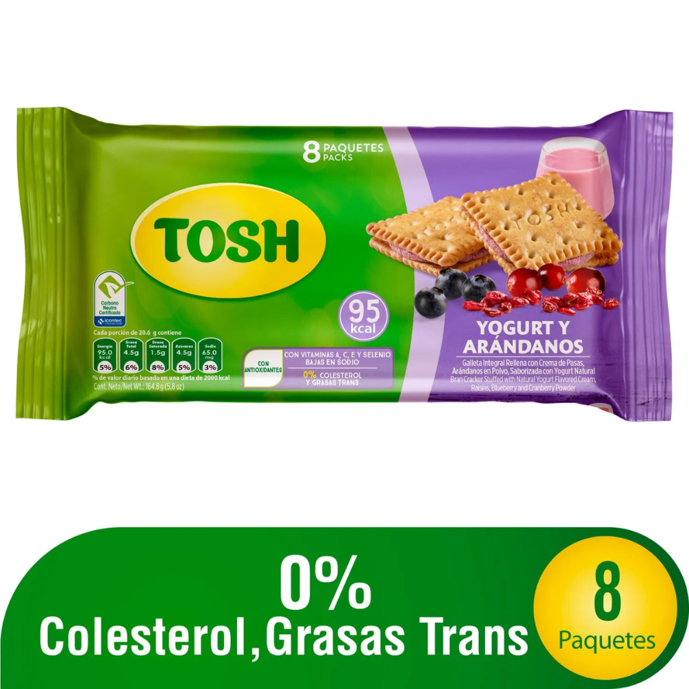 GALLETA TOSH RELLENA ARÁNDANOS 8 UNI