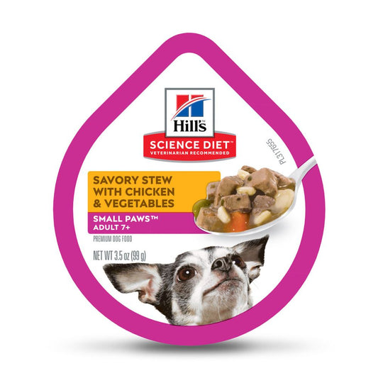 ALIMENTO PARA PERROS HILLS SCIENCE CON ESTOFADO SABROSO DE POLLO Y VERDURAS, 3,5 OZ.