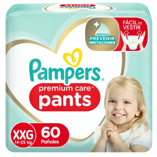 PAÑALES PAMPERS PREMIUM CARE PANTS TALLA XXG, 60 UNIDADES