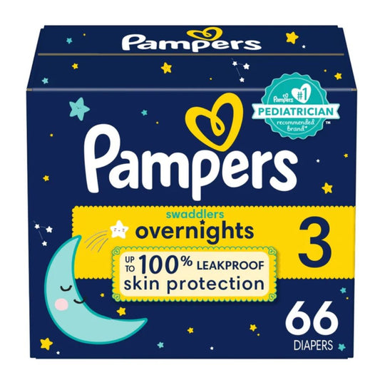 PAÑALES PAMPERS SWADDLERS OVERNIGHT TALLA 3, 66 UNIDADES