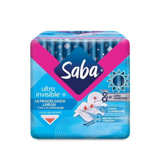 TOALLAS SANITARIAS SABA ULTRA INVISIBLE CON ALAS 10 UND