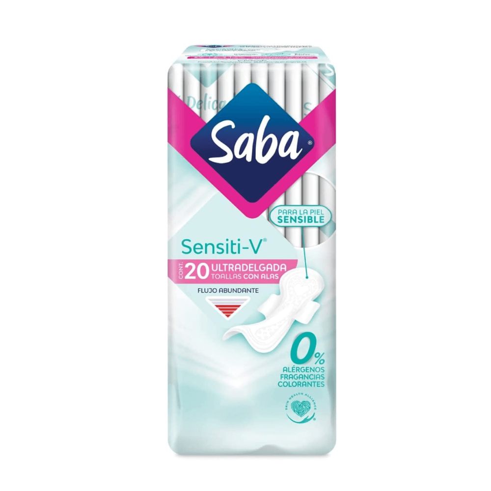 TOALLAS SANITARIAS SABA SENSITIV ULTRADELGADA 20 UND