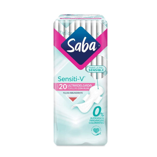 TOALLAS SANITARIAS SABA SENSITIV ULTRADELGADA 20 UND