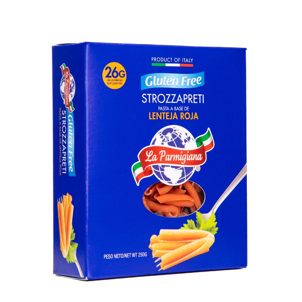 STROZZAPRETI PASTA A BASE DE DE LENTEJA ROJA GLUTEN FREE 250 GRS
