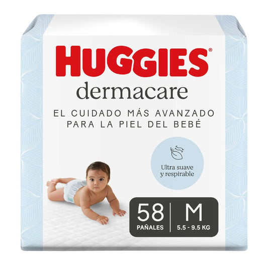PAÑALES HUGGIES DERMACARE TALLA M 58 UND
