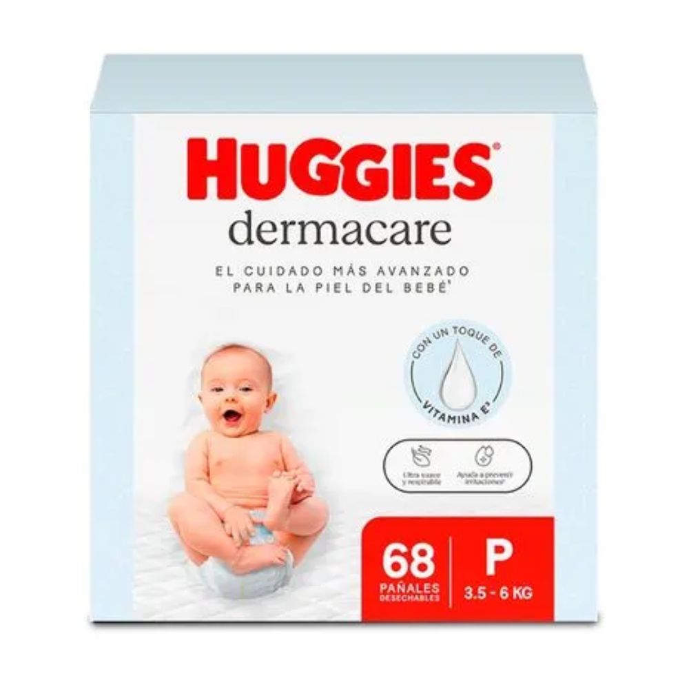 PAÑALES HUGGIES  DERMACARE TALLA S 68 UND