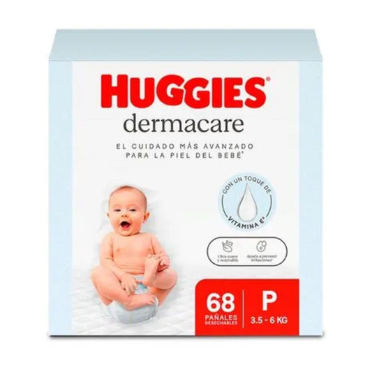 PAÑALES HUGGIES  DERMACARE TALLA S 68 UND