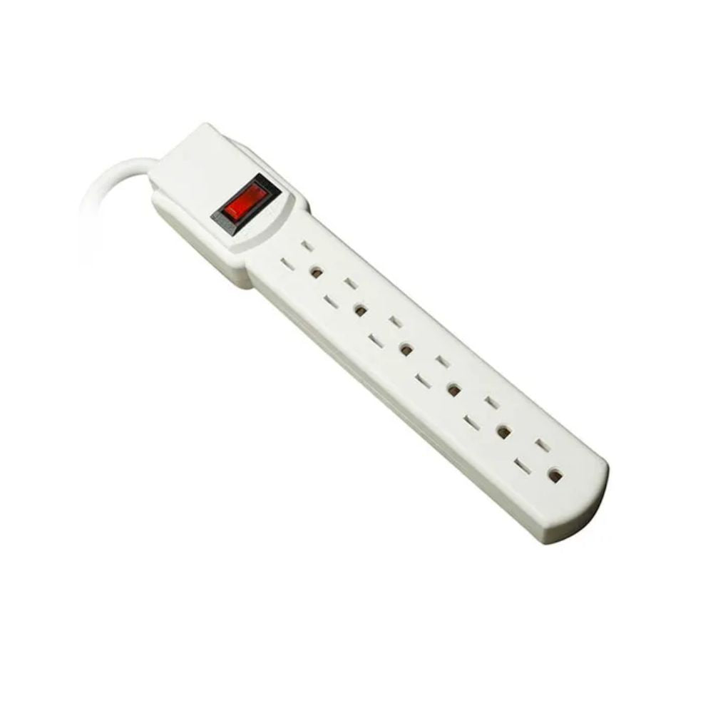 REGLETA SENCILLA CON 6 SALIDAS USO RESIDENCIAL COLOR BLANCA