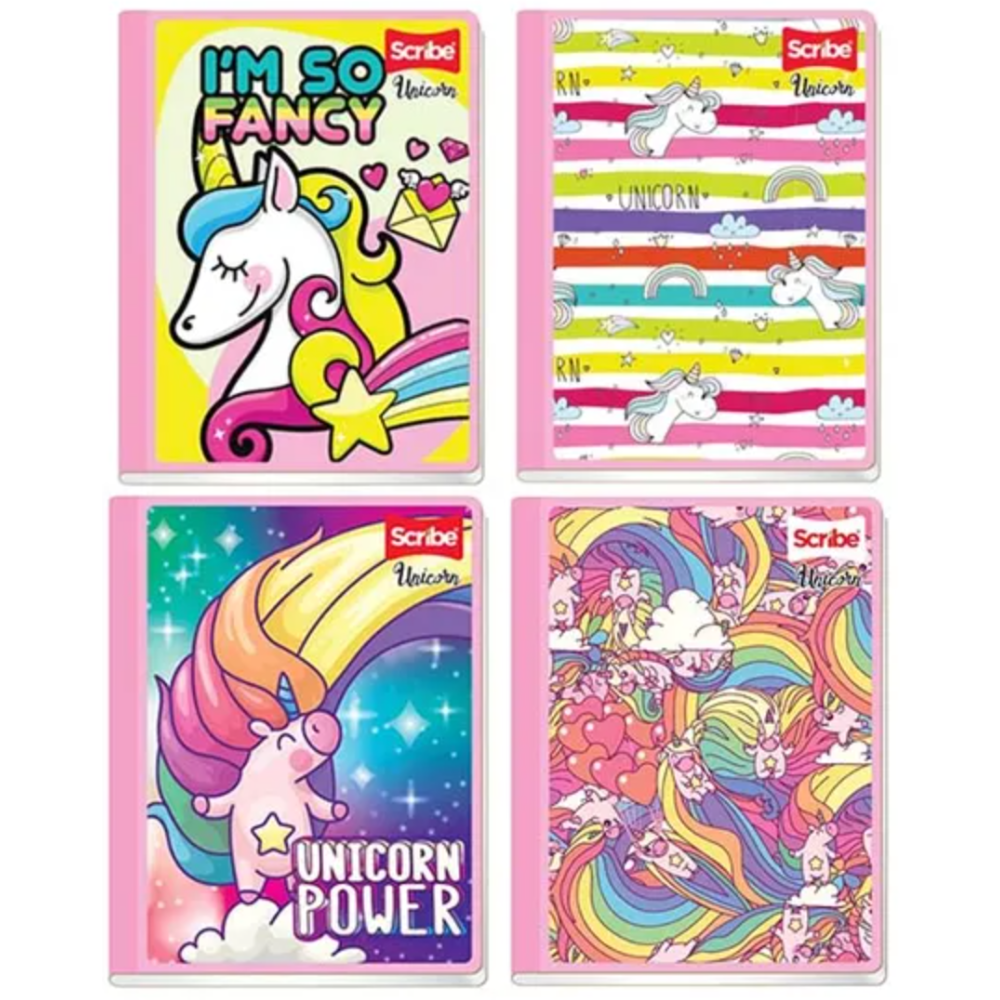 CUADERNO COSIDO GRANDE UNICORN RAYA ANCHA- 100 HOJAS