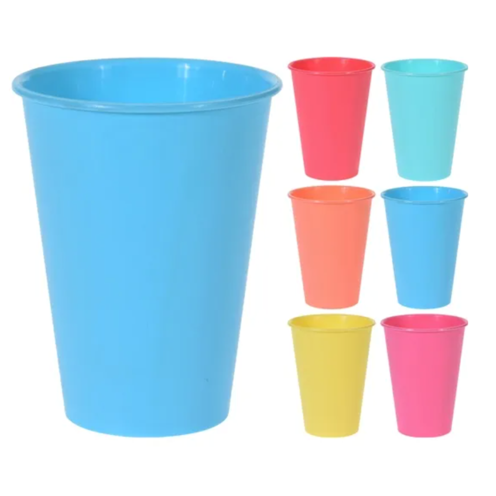 JUEGO DE VASOS PLASTICO MULTICOLOR  6 UND