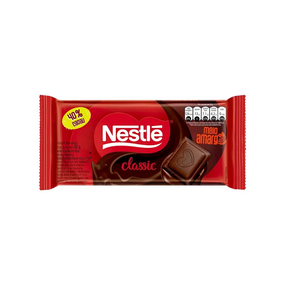 CHOCOLATE MEDIO AMARGO CLASSIC 80 GRS