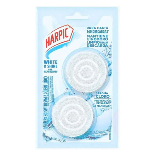 PASTILLA WHITE & SHINE PARA INODORO HARPIC 2 UND