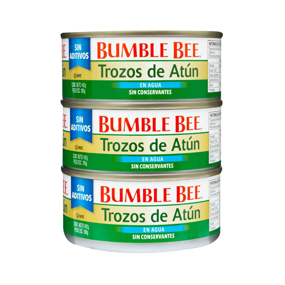 ATUN EN TROZOS EN AGUA 3 PACK BUMBLE BEE 142 GR