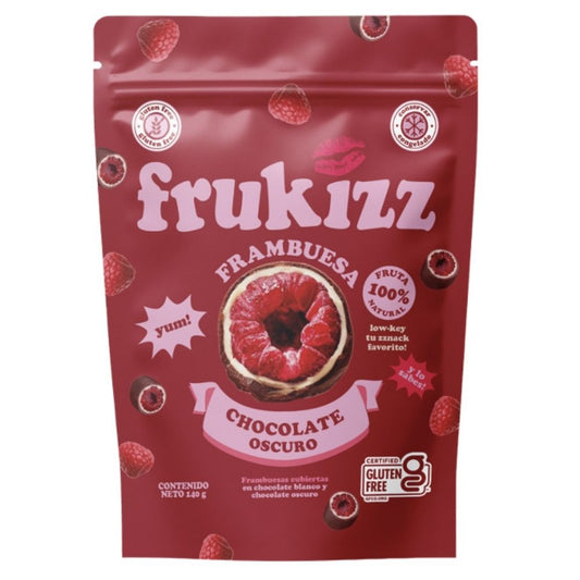 FRUKIZZ FRAMBUESA CUBIERTA CON CHOCOLATE OSCURO  140 GRS