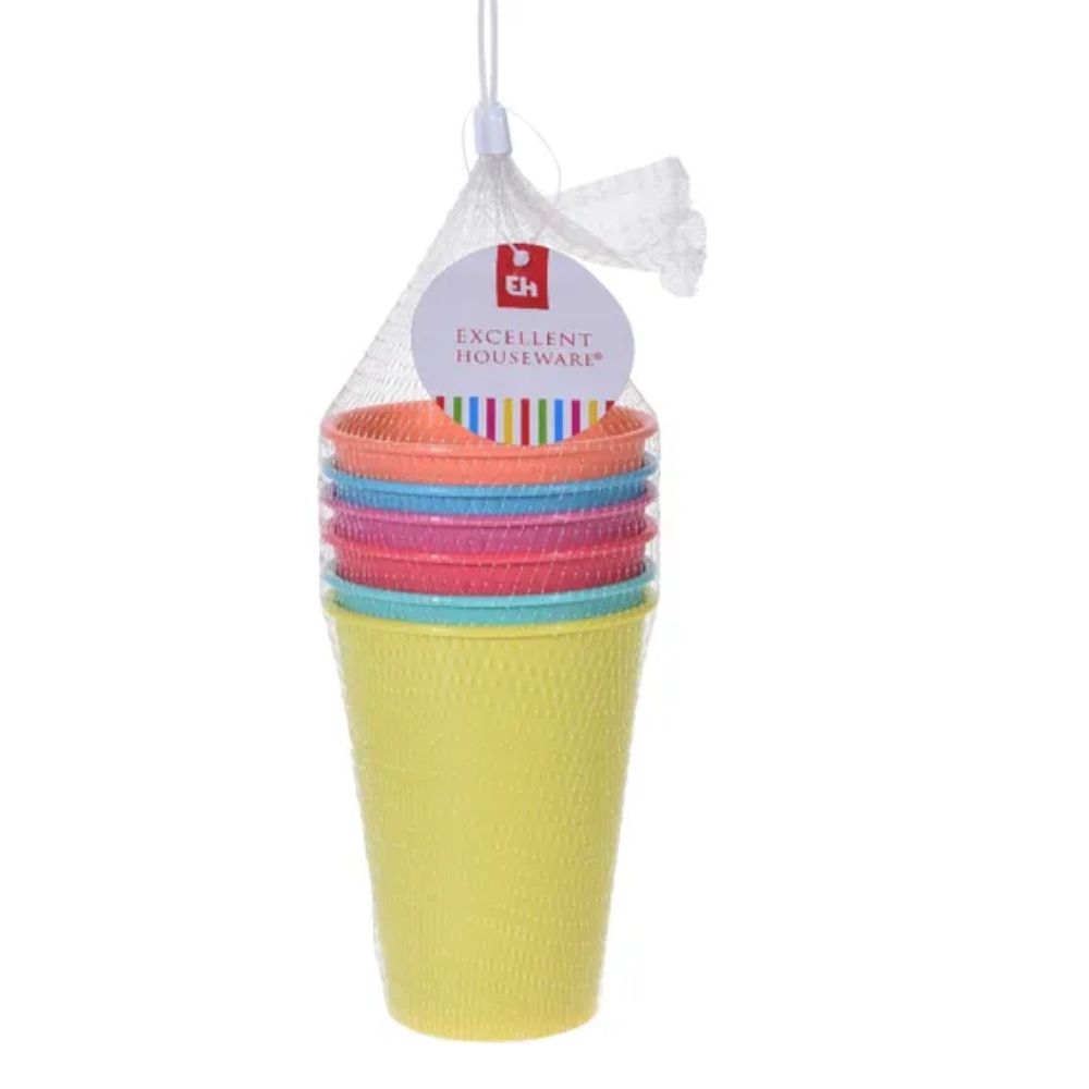 JUEGO DE VASOS PLASTICO MULTICOLOR  6 UND