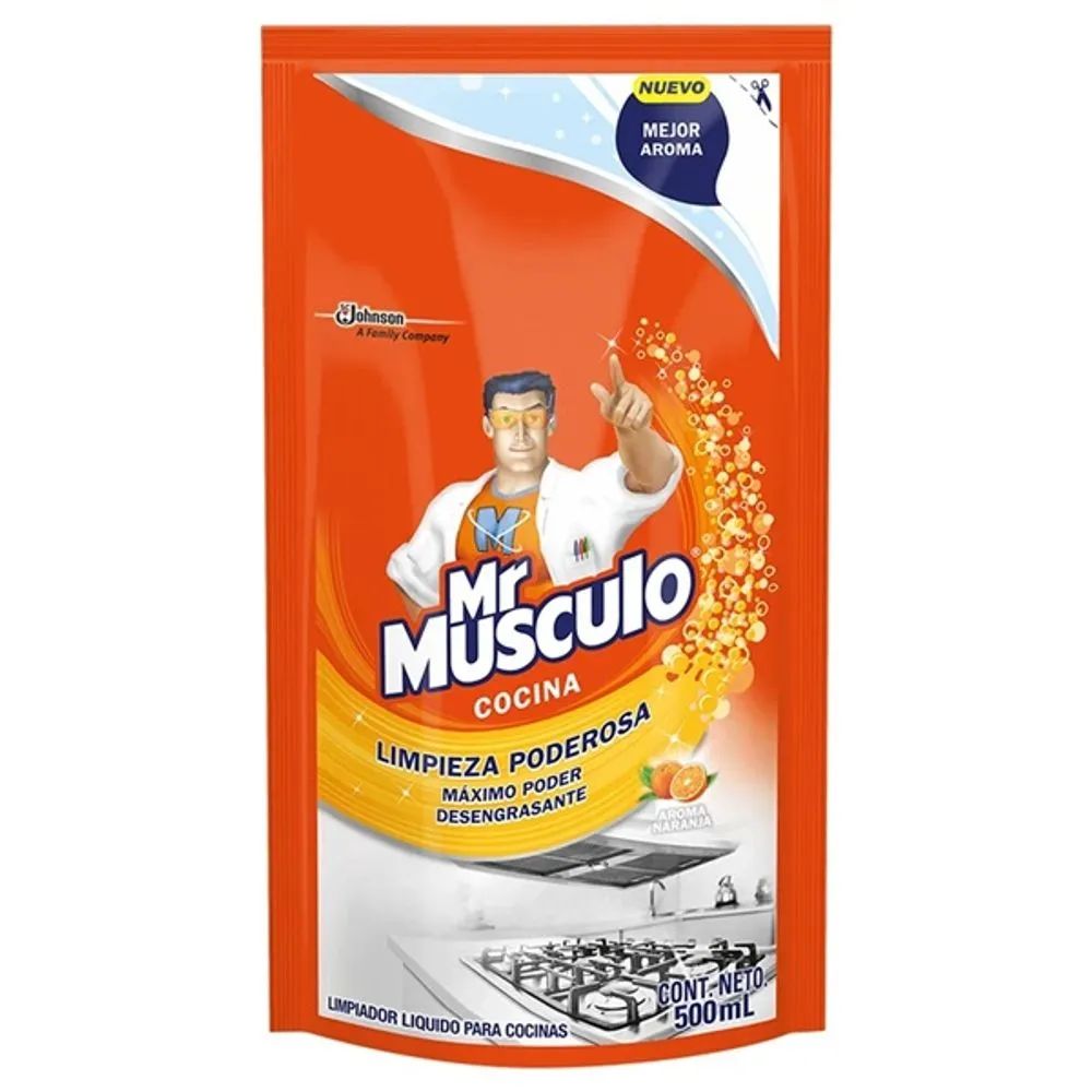 REPUESTO LIMPIADOR PARA COCINA AROMA A NARANJA MR MUSCULO 500 ML