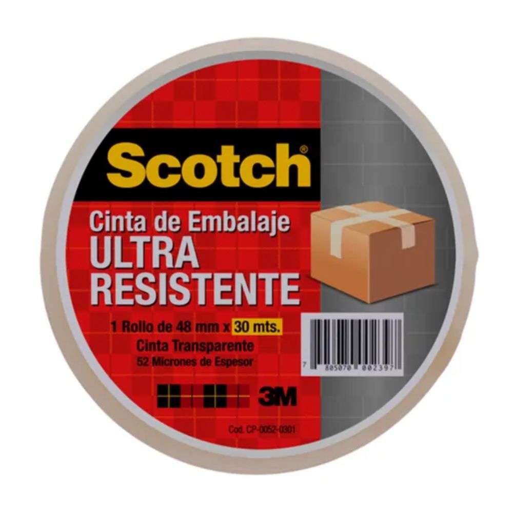 CINTA ADHESIVA DE 2" X 30 M TRANSPARENTE SCOTCH 3M 1 UND